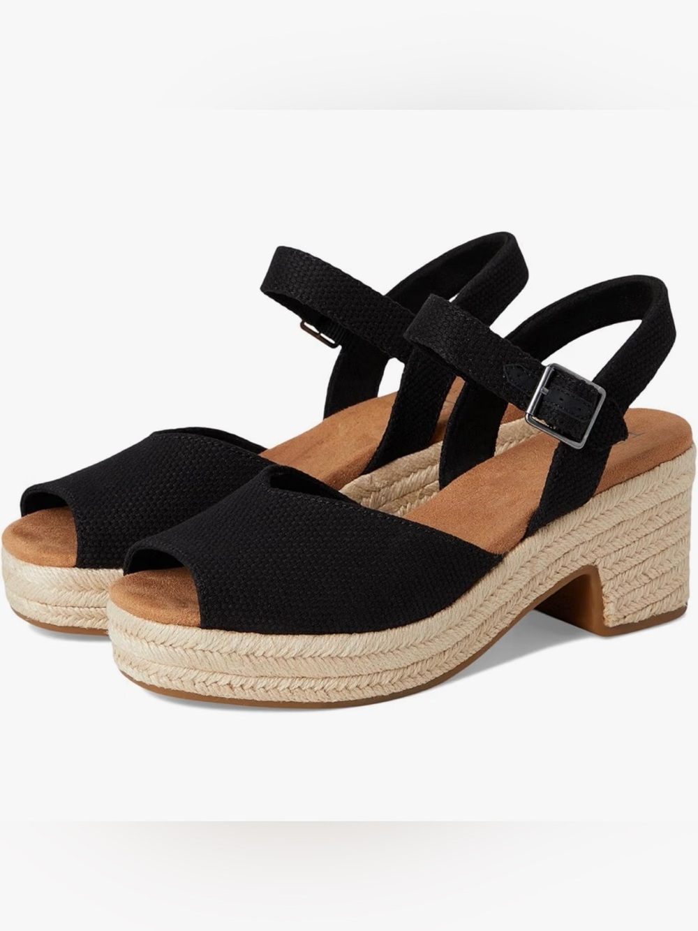 NEW Isla Peep Toe Heeled Sandal Black Beachside Woven